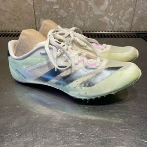 Adidas Women’s Sprint Track Spikes - White with Pastel Green & Pink